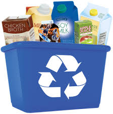 Recyclables in blue bin